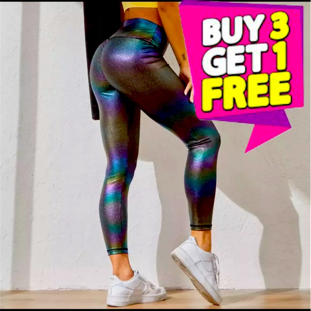 High Waisted Leggings Slimming Shine faux leather Booty Butt Lift Yoga Pants
